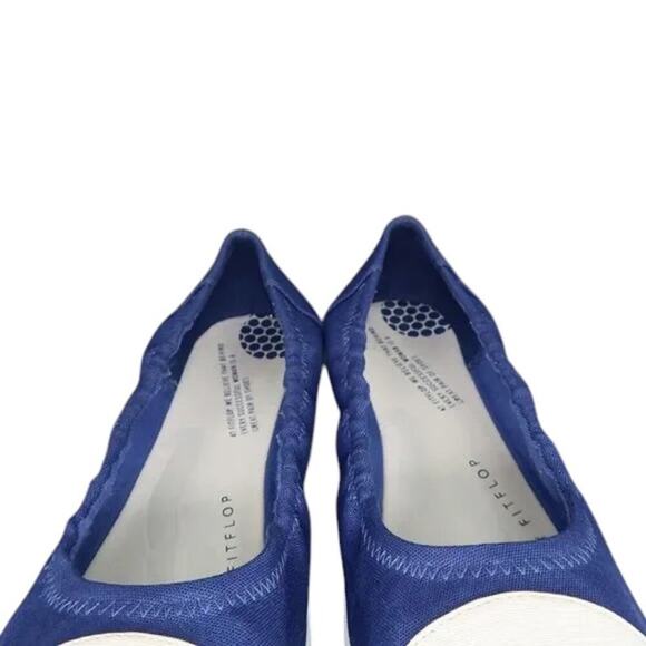 FitFlop Shoe Women 39 Ballet Flat Pump Slip On Fashion Wedge Toning Cap Toe Blue - Picture 7 of 16